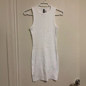 H&M White ribbed Sleeveless Bodycon Dress